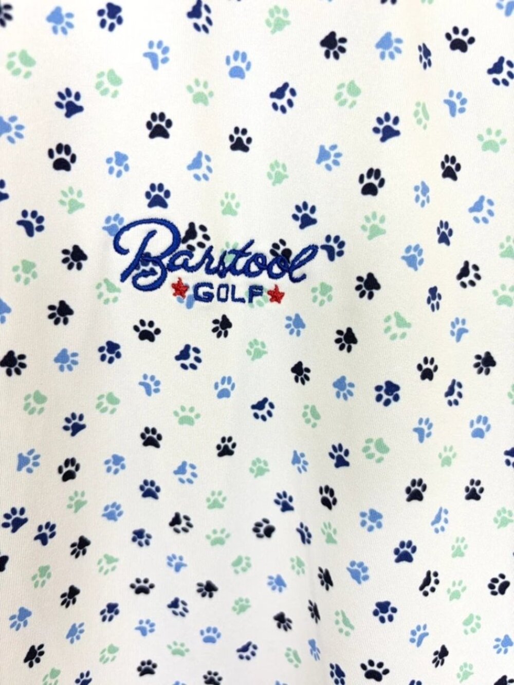 Rhoback Polo Shirt Men's M White Dog Paw Print Barstool Golf Stretch Performance - Picture 4 of 8